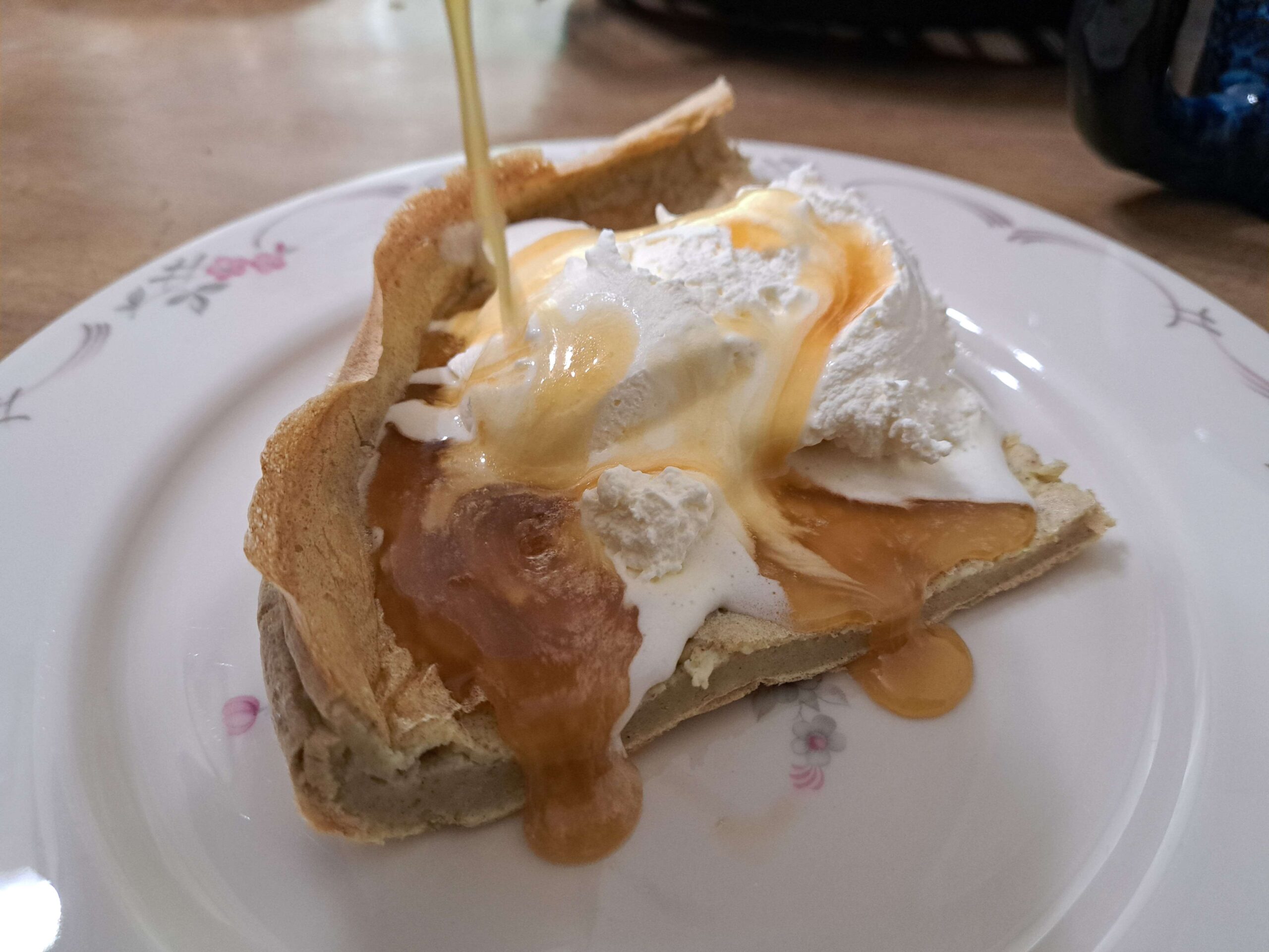 Gluten free pancake with butter syrup