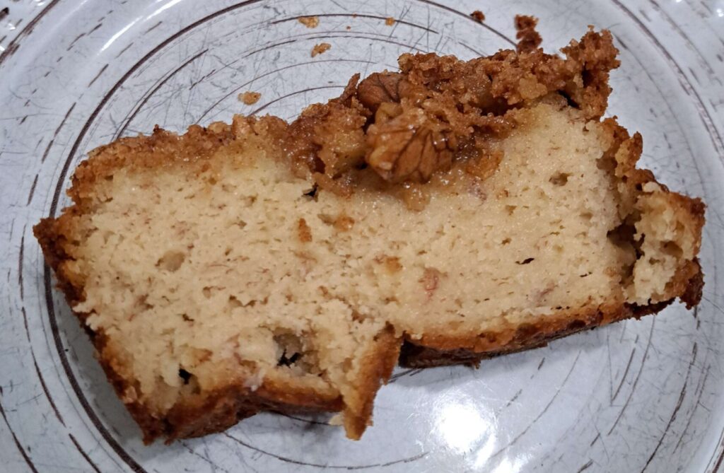 A slice of gluten free banana bread
