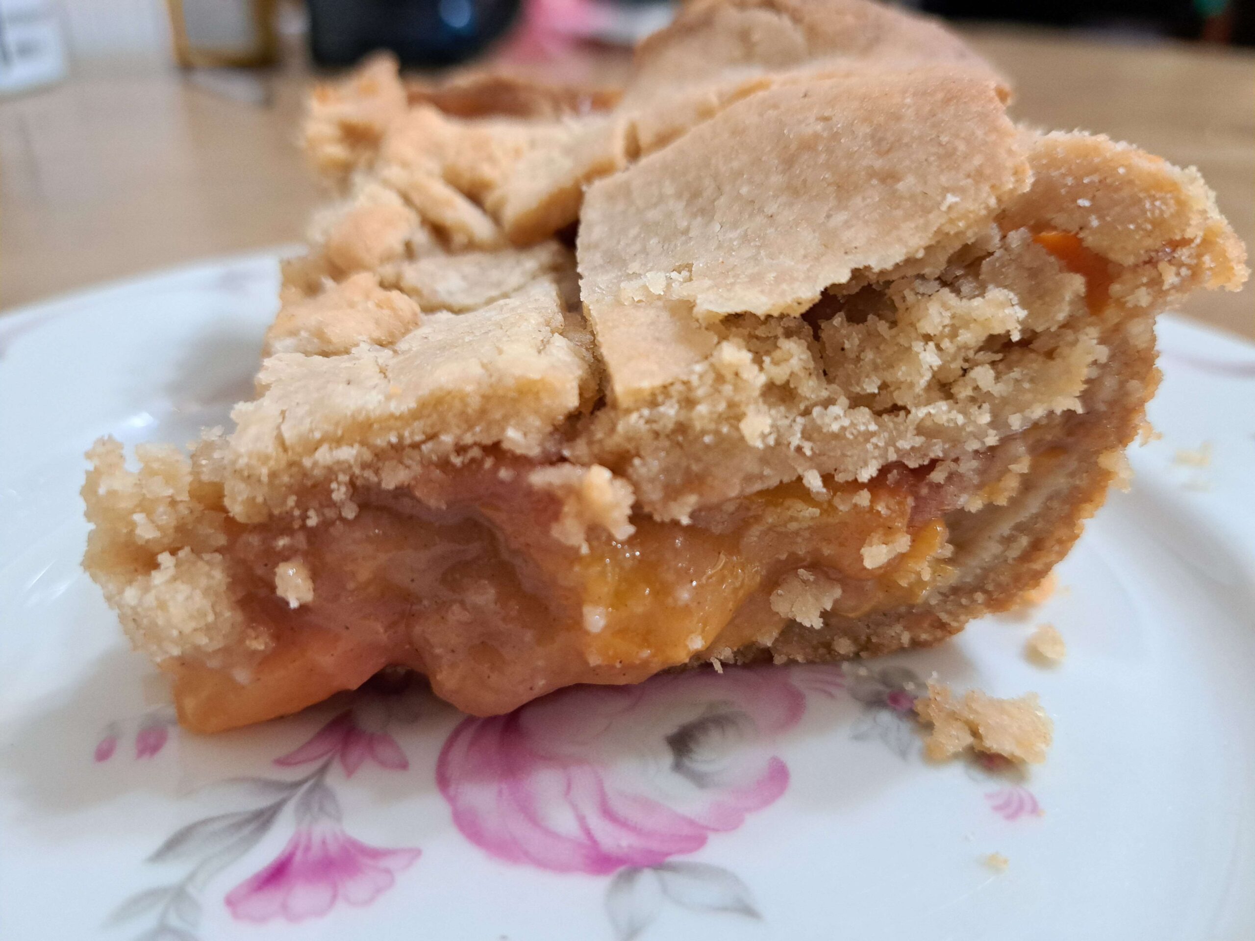 Slice of gf peach pie